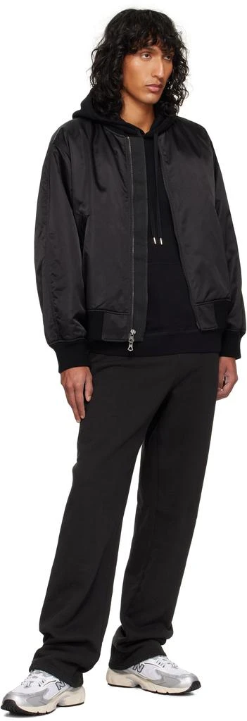 REIGNING CHAMP Black Nylon Twill Crew Bomber Jacket 4