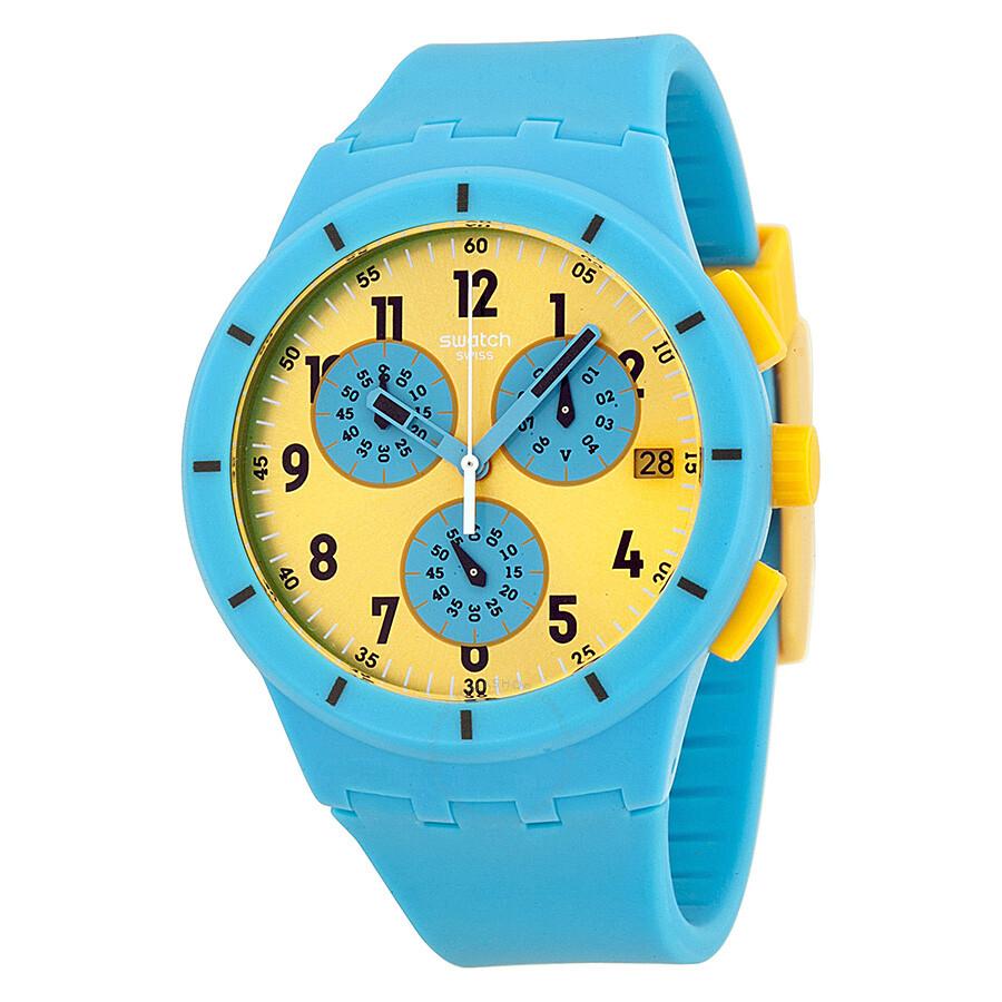 Swatch Maresoli Yellow Dial Blue Rubber Men's Watch SUSS400