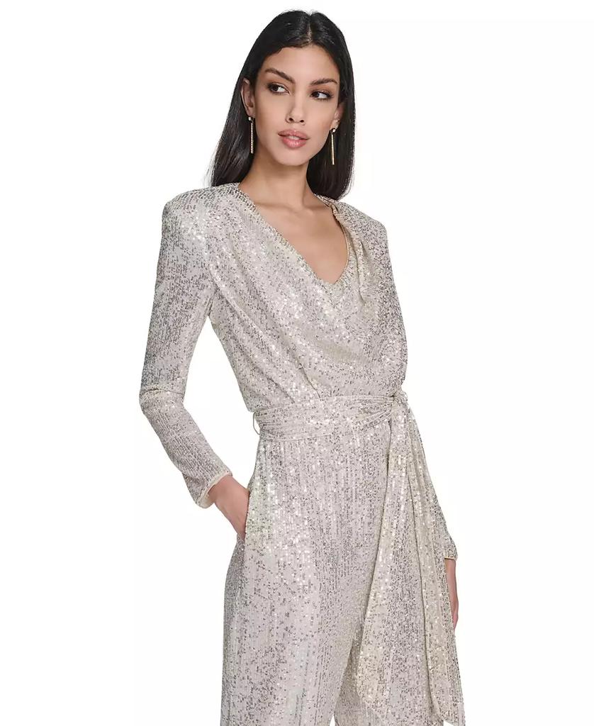 Eliza J Women's Long-Sleeve Social-Sequin Jumpsuit