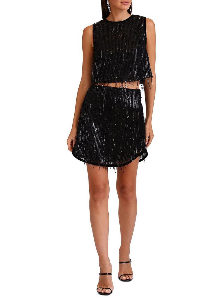 Avec Les Filles Womens Sequined Tank Pullover Top