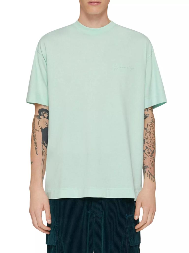 ◆GIVENCHY◆エンボス加工ロゴ コットンTシャツ/Aqua Green◆ Givenchy T-Shirt in Cotton AQUA-GREEN X-Large - T-Shirts