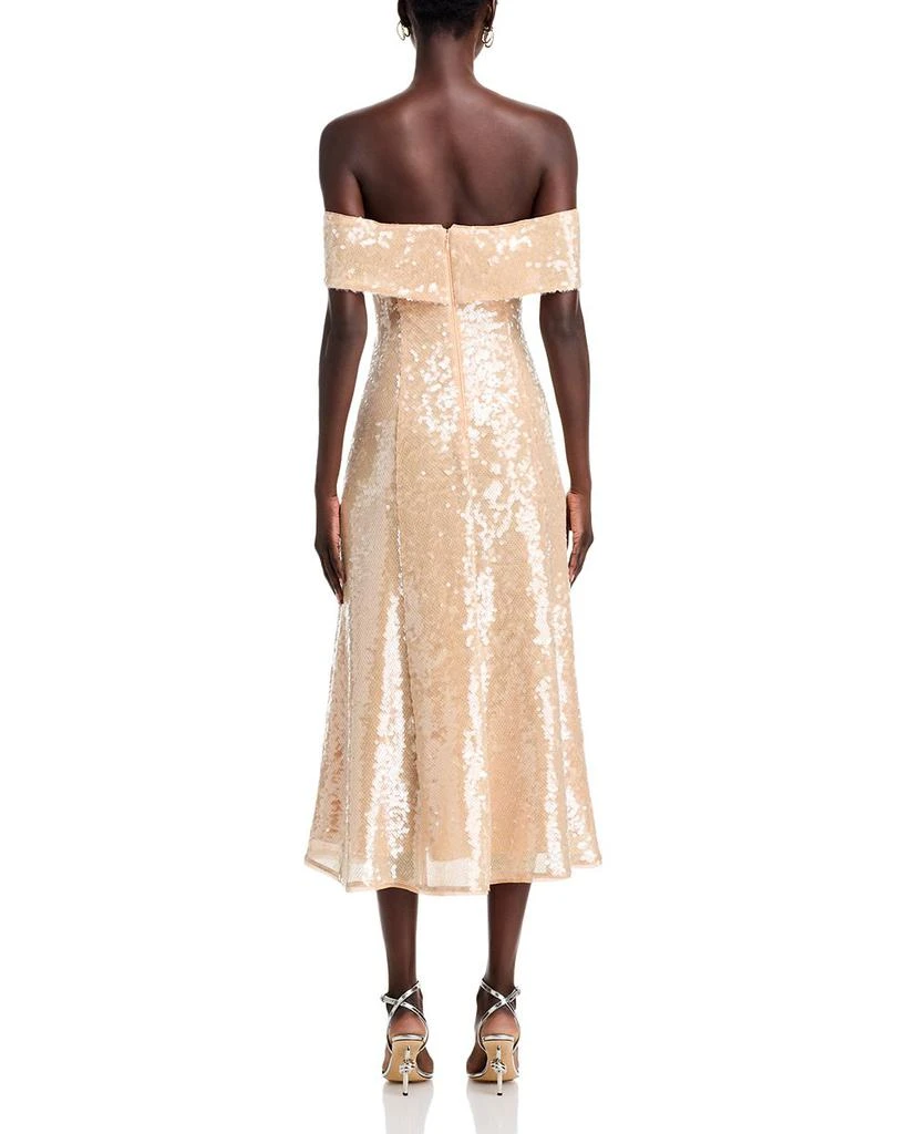 Self Portrait Gold Sequin Off-the-Shoulder Dress - Exclusive 4