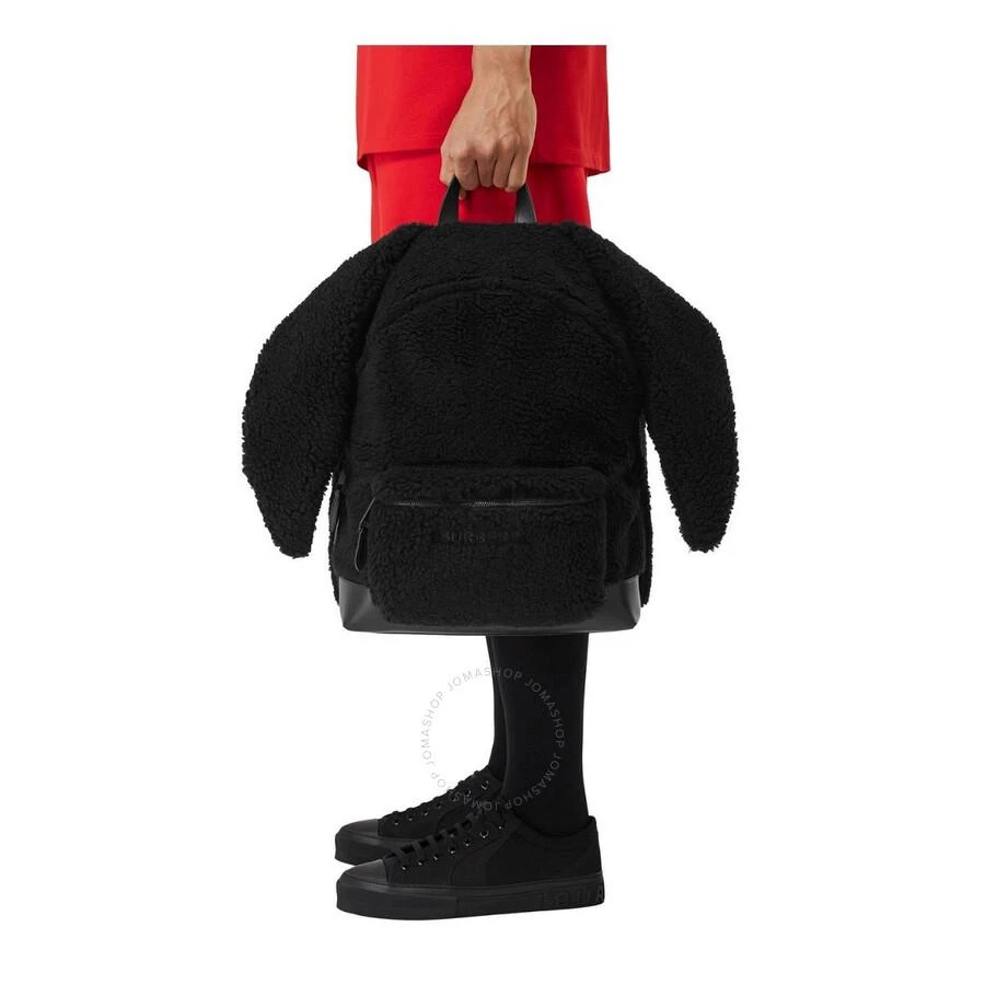 Burberry Men's Black Rabbit Decorated Fleece Backpack 2