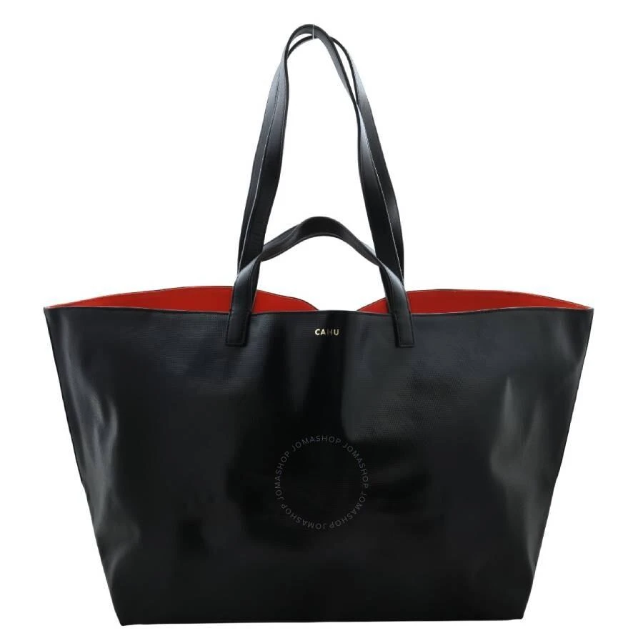 Cahu Pratique Medium Black-Orange Pvc Canvas Tote 1
