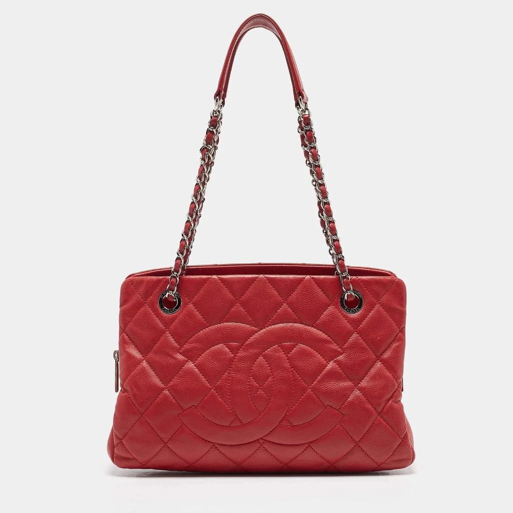 Chanel Chanel Red Quilted Caviar Leather Shopper Tote 1