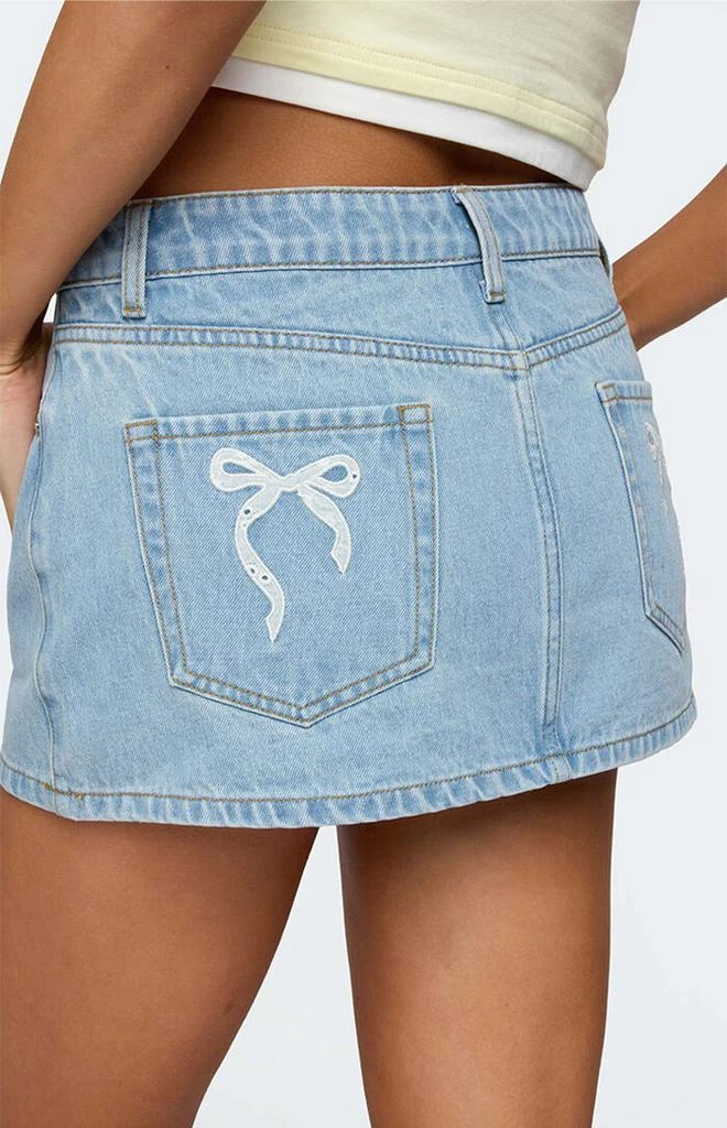 Edikted Eyelet Bows Denim Mini Skirt 4