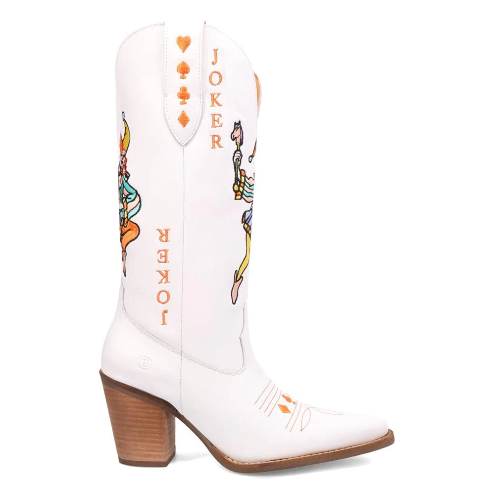 Dingo Joker Graphic Embroidered Snip Toe Pull On Cowboy Boots 1