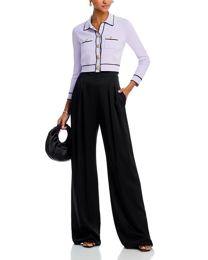 L'Agence Neo Contrast Trim Cropped Cardigan 2