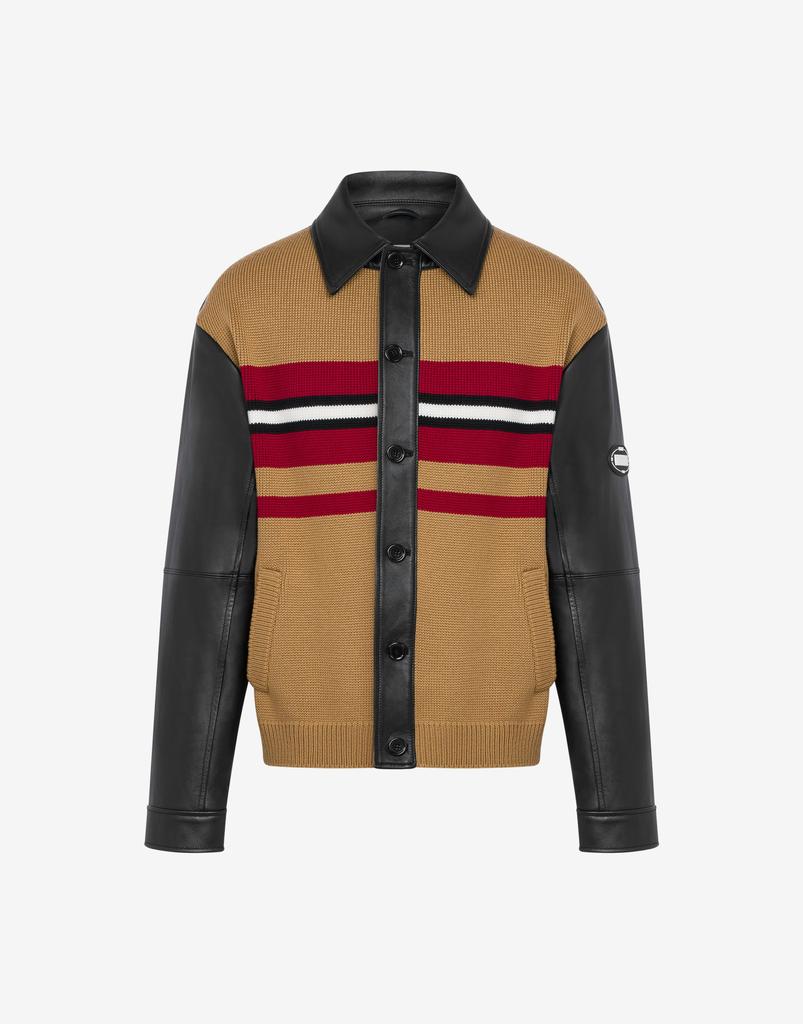 Moschino Oval Patch Nappa Leather And Knitted Jacket