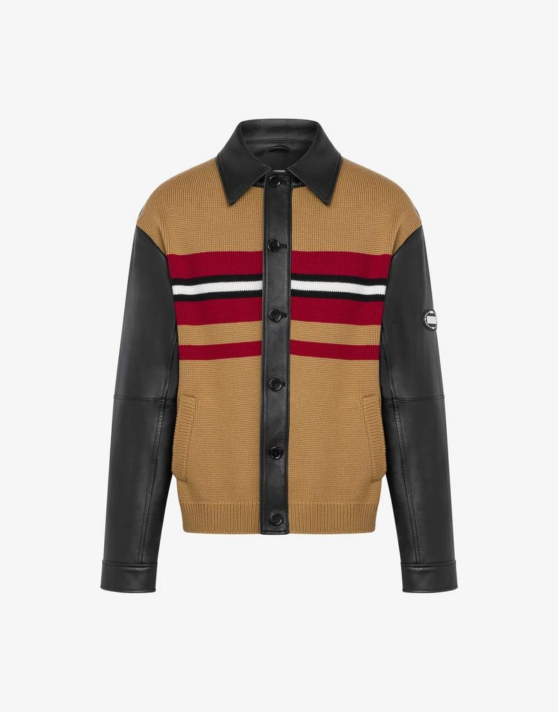 Moschino Oval Patch Nappa Leather And Knitted Jacket 1