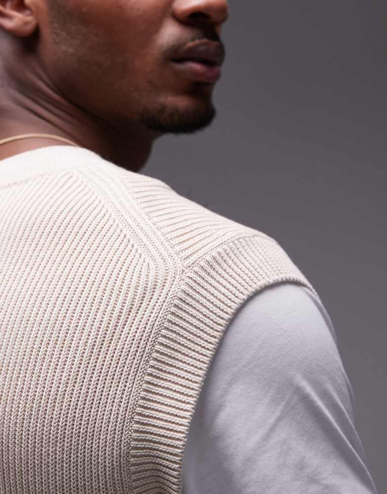 ARKET ARKET knitted tank vest with crew neck in off white