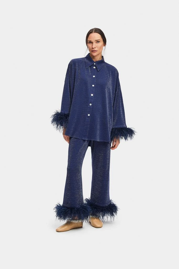 Sleeper Cosmos Oversized Lurex Pajamas Set in Navy 1