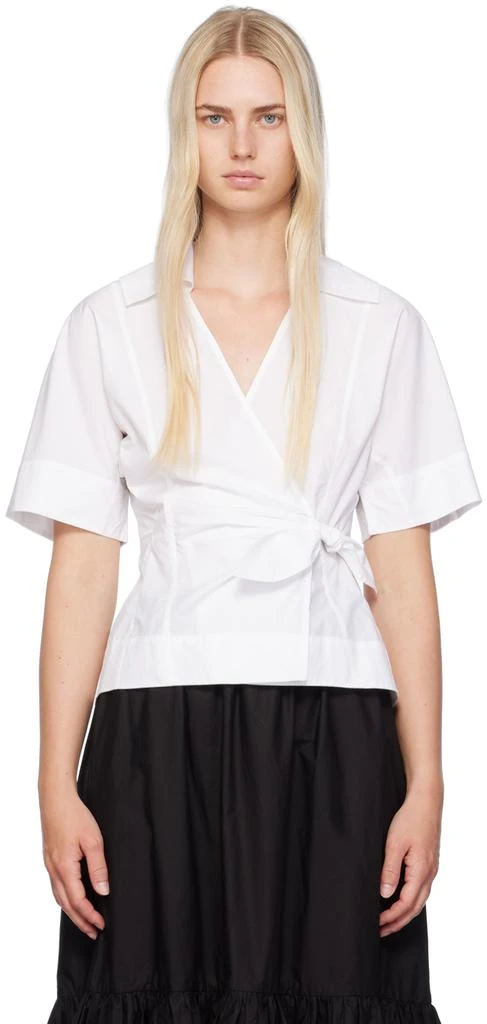 Ganni White Wrap Blouse 1