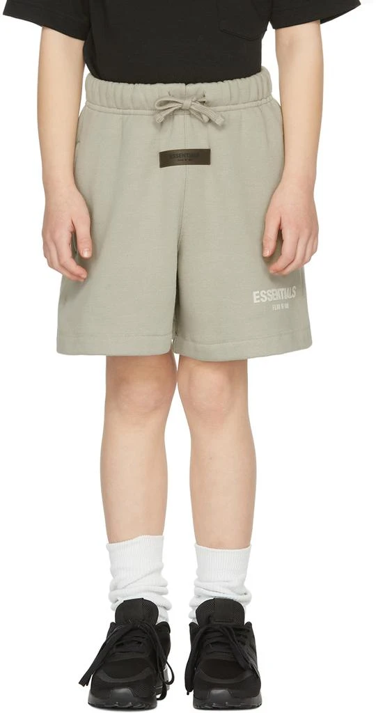 Essentials Kids Green Fleece Logo Shorts 2