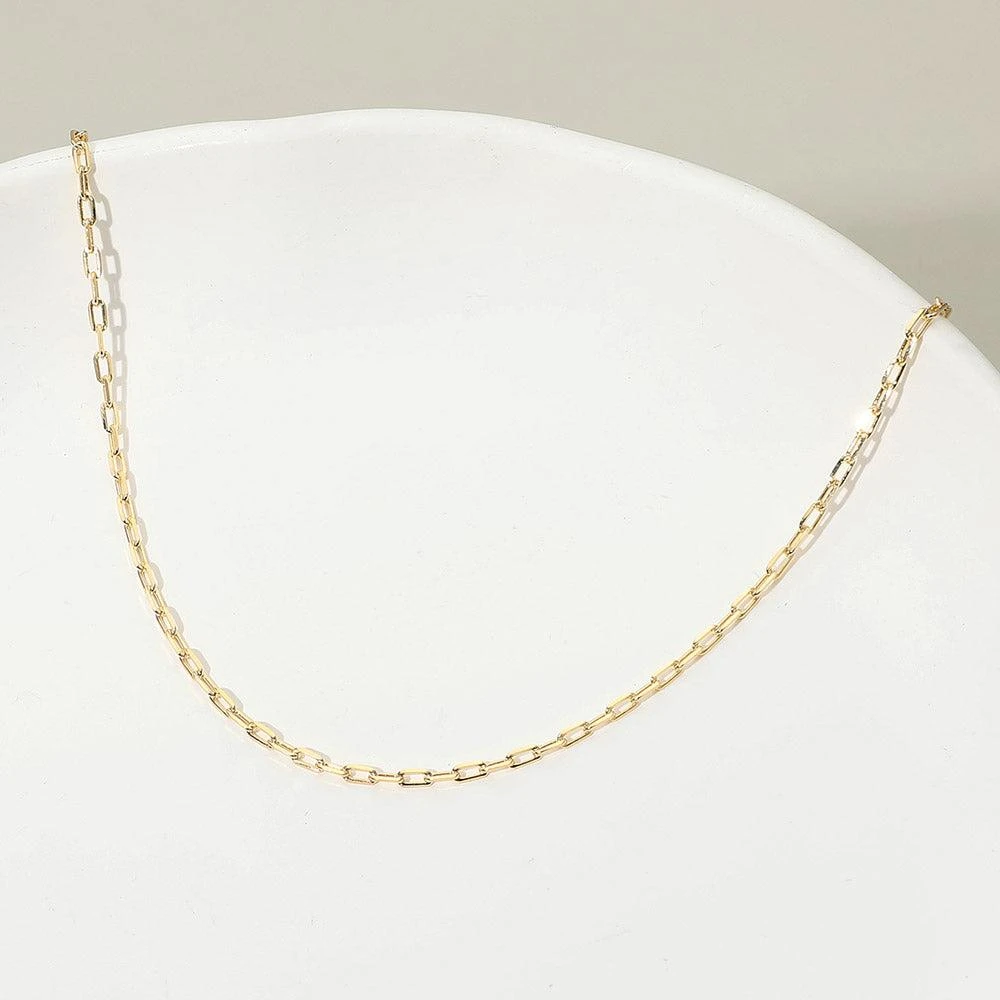 FASHNZFAB 18K Gold Filled Oval Paperclip Chain Necklace