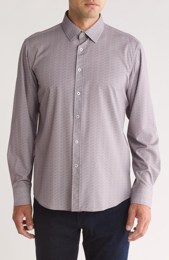 TR Premium Ditsy Print Stretch Button-Up Shirt