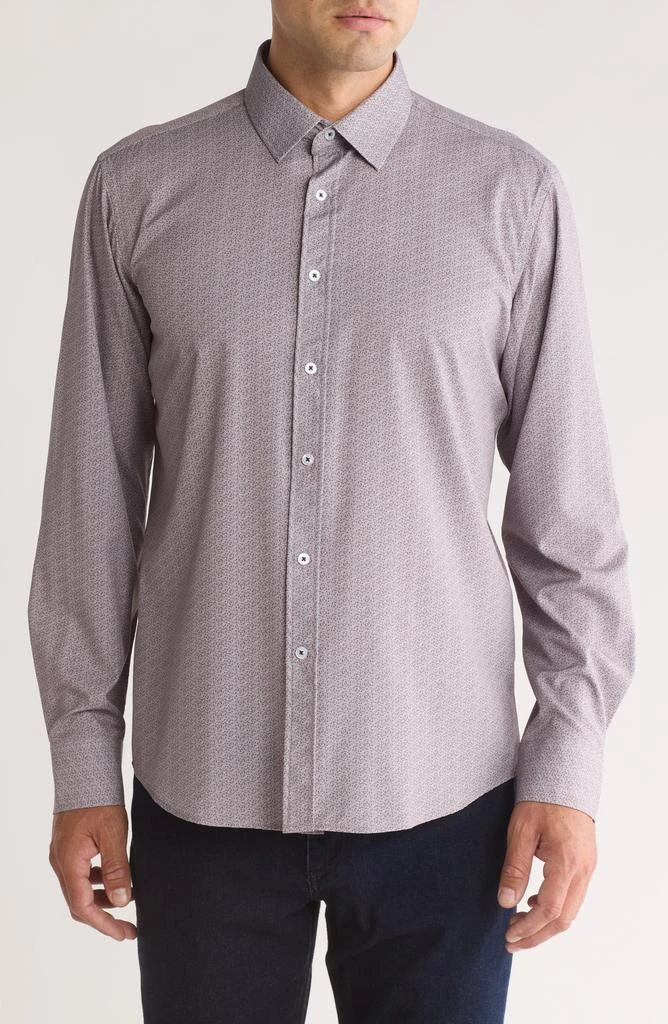 TR Premium Ditsy Print Stretch Button-Up Shirt 1