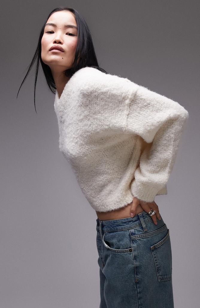 Topshop V-Neck Bouclé Sweater