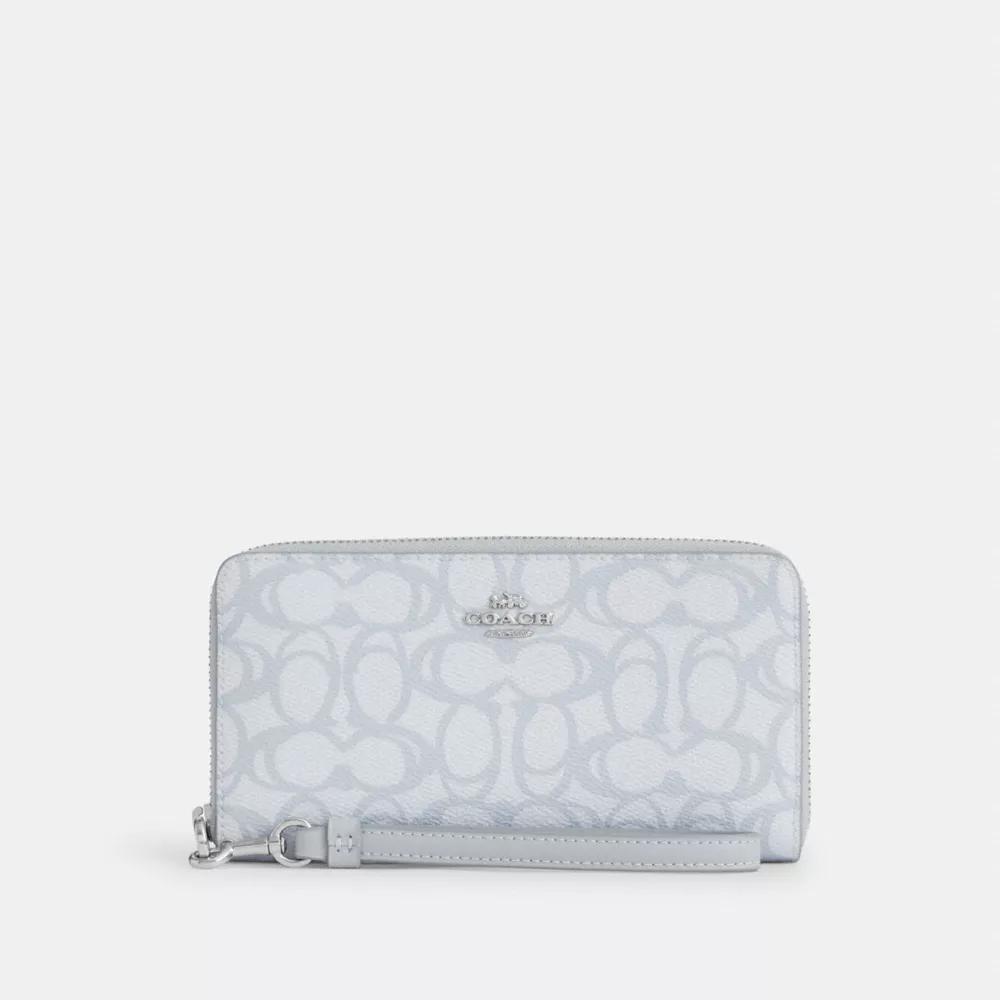 Coach Long Zip Around Wallet In Sketch Signature Canvas