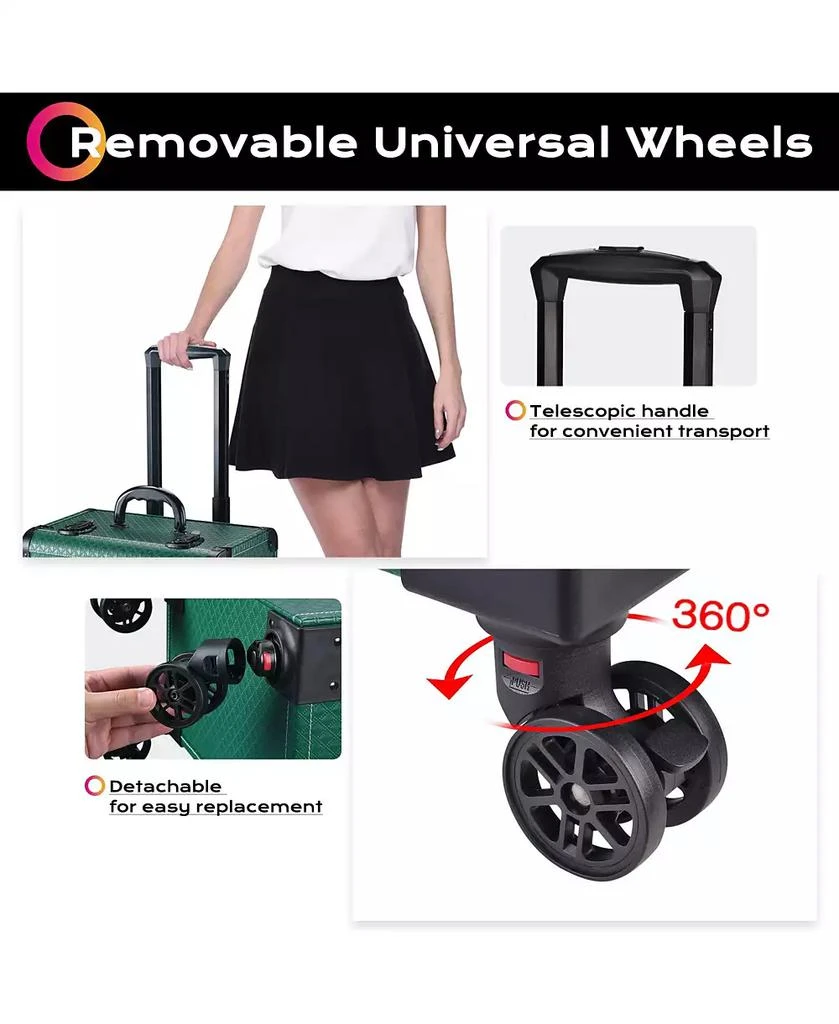 Byootique Rolling Makeup Train Case Cosmetic Organizer Trolley 2 Drawer Lockable 9