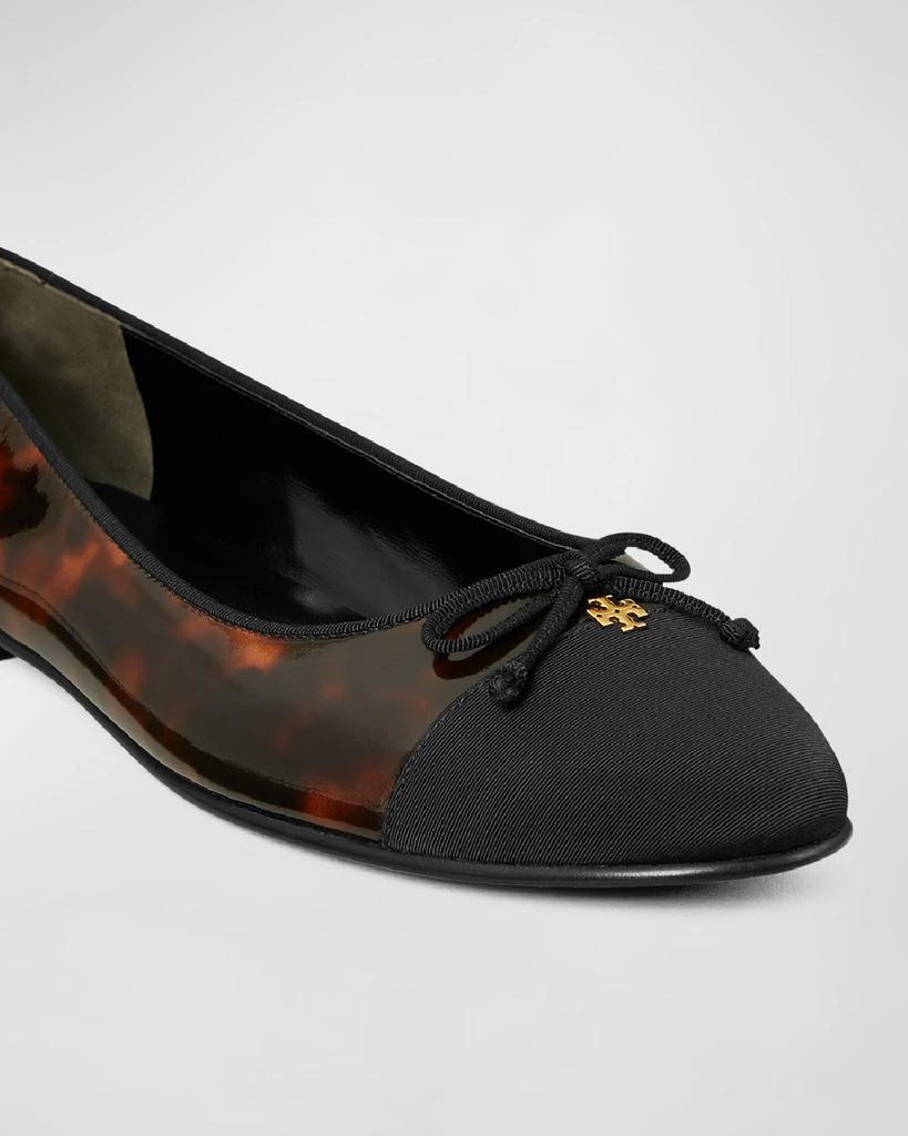 Tory Burch Cap-Toe Tortoise-Print Leather Ballet Flats 3