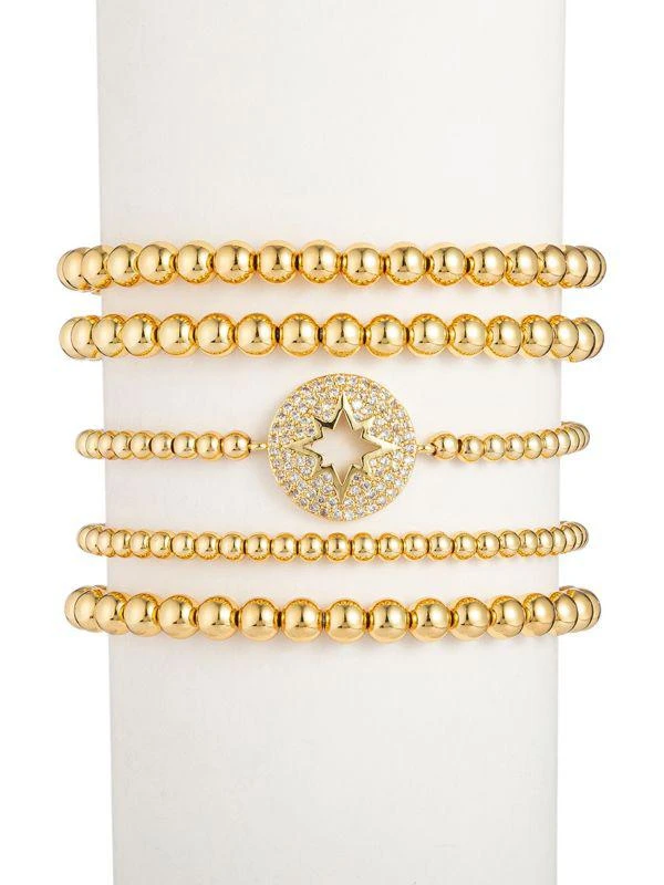 Eye Candy LA Luxe Northstar 5-Piece 18K Goldplated & Cubic Zirconia Beaded Bracelet Set 1