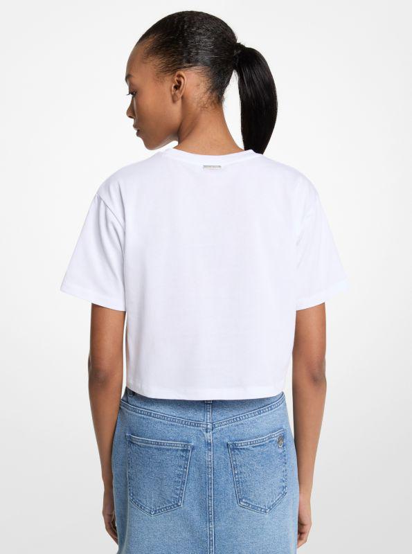 Michael Kors Sequined Graphic Cotton T-Shirt