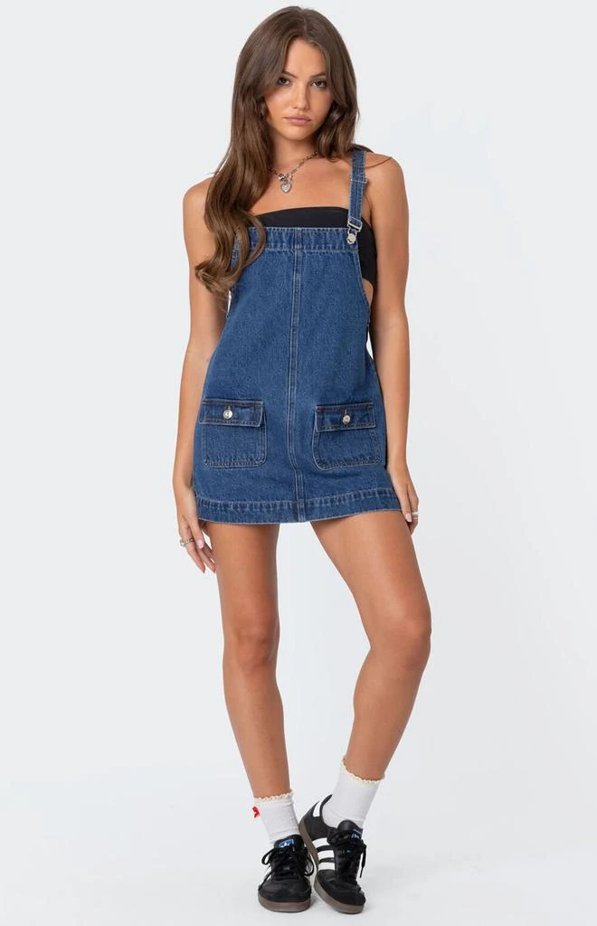 Edikted Overall Denim Mini Dress 4