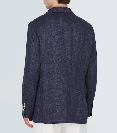Brunello Cucinelli Striped linen, silk and wool blazer 4