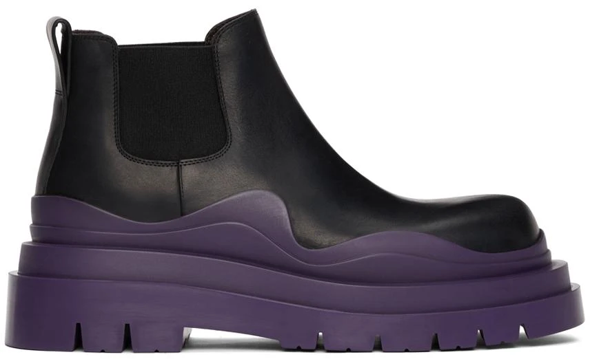 Bottega Veneta Black & Purple Low 'The Tire' Chelsea Boots 1