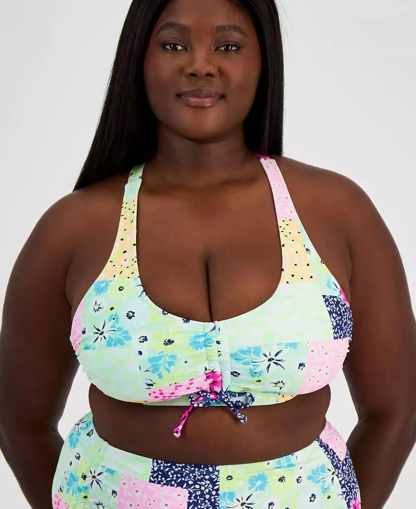 California Waves Salt + Cove Plus Size Patchwork Bikini Top, Created for Macy's 1