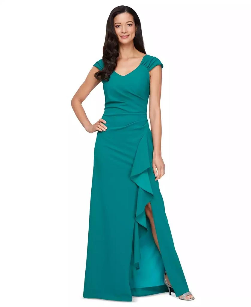 sachin and babi light blue dress Flared Sleeve Solid Color Mopping Evening Dress main image 1