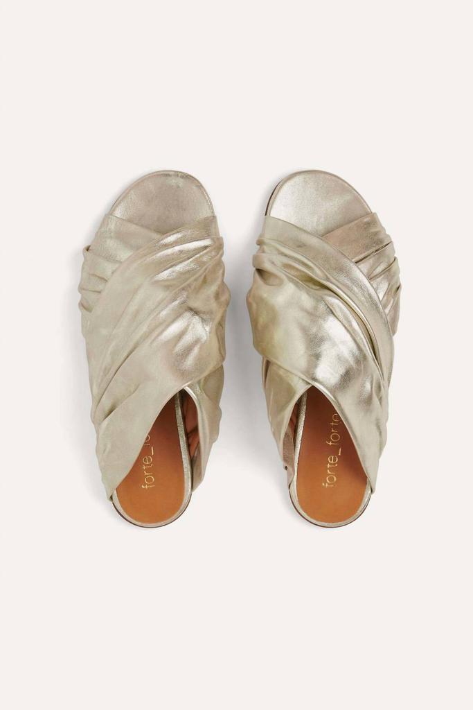 FORTE_FORTE Forte Forte - Women's Flat Laminated Leather Crossed Sandals