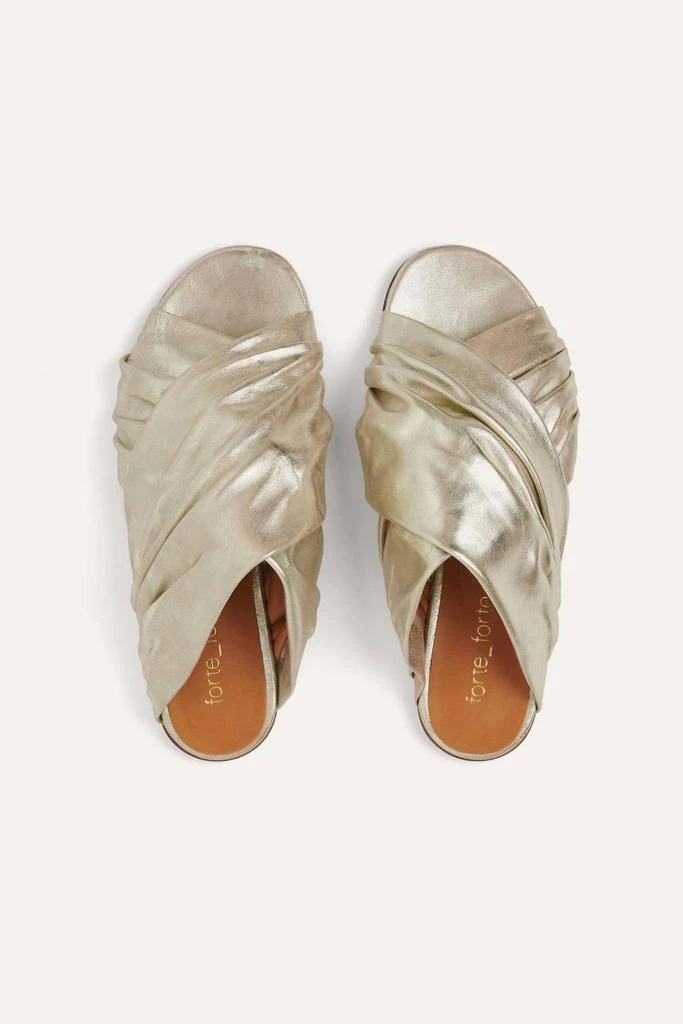 FORTE_FORTE Forte Forte - Women's Flat Laminated Leather Crossed Sandals 2