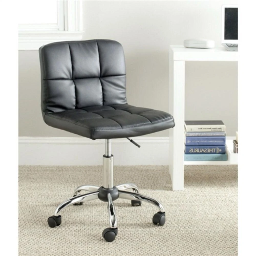 Hivvago Modern Black Faux Leather Cushion Home Office Desk Chair 2