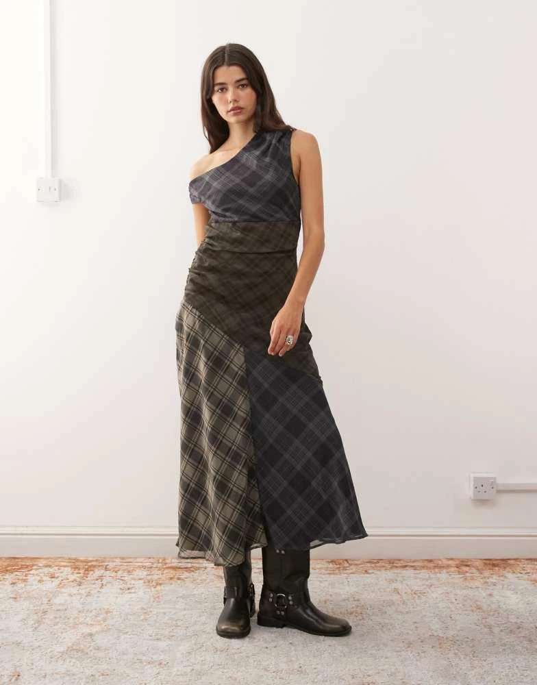 Shop Reclaimed Vintage off the shoulder midi dress with side split in spliced blue and green checks on Sale at BeyondStyle Get 11% Off Reclaimed Vintage off the shoulder midi dress Shop Reclaimed Vintage off the shoulder midi dress with side split in spliced blue and green checks on Sale at BeyondStyle Get 11% Off Reclaimed Vintage off the shoulder midi dress