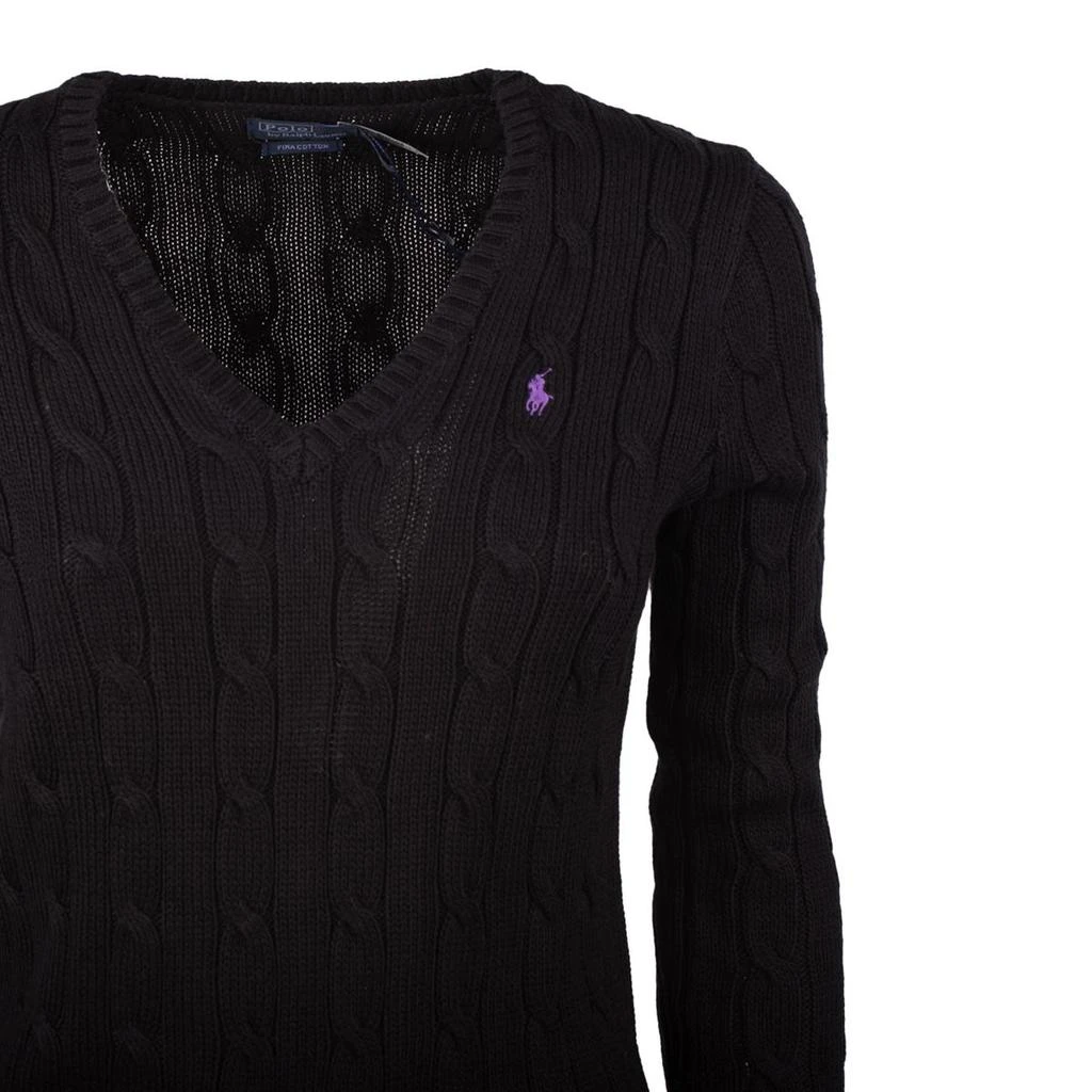 Ralph Lauren Ralph Lauren Cotton Cable-Knit Sweater With V-Neck Black 3