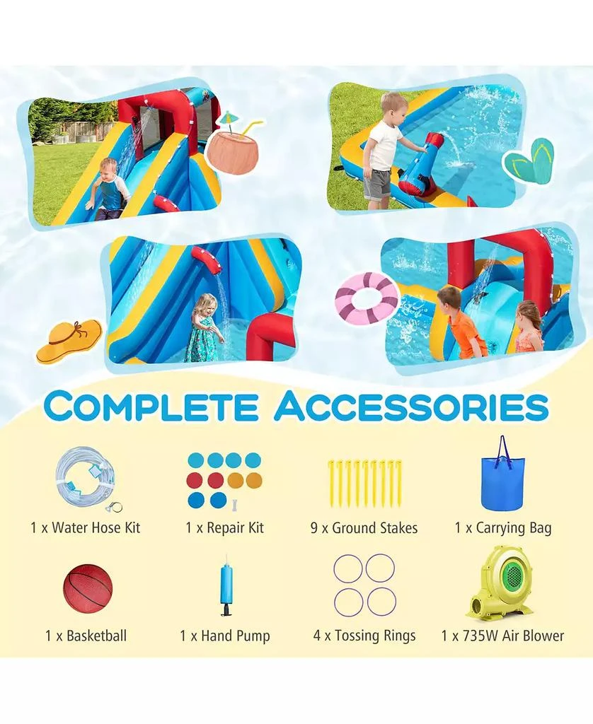 Mecale 9-in-1 Inflatable Double Water Slide Park Giant Bounce House, 735W Blower Included 3