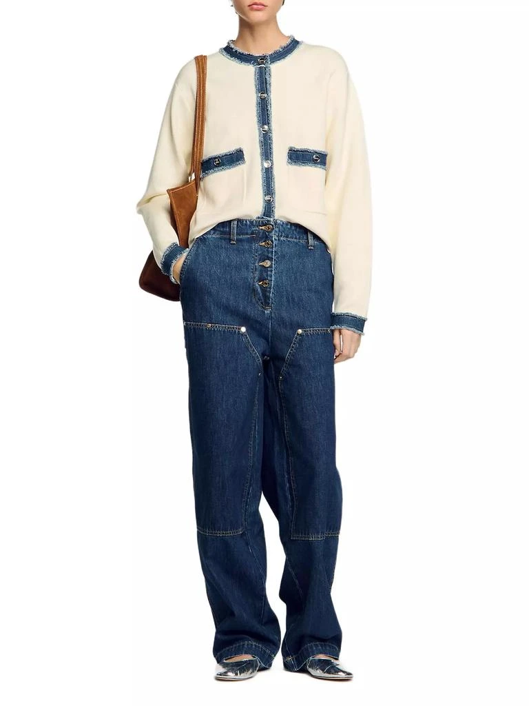 Sandro Cardigan with Denim Details 6
