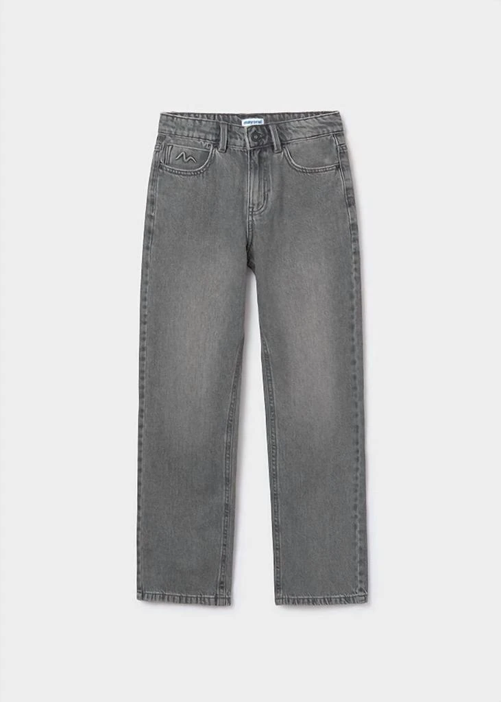 Mayoral Girl
s Relaxed Fit Long Denim Jeans In Grey