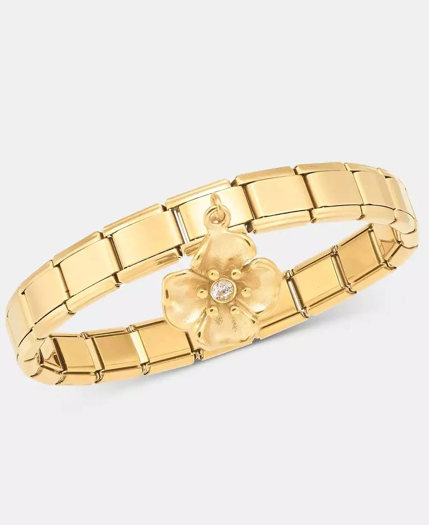 Anne Klein Pavé Flower Charm Stretch Bracelet 2