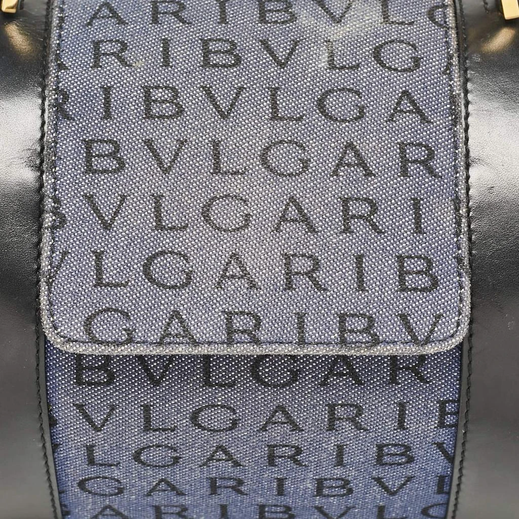 BVLGARI Bvlgari Blue/Black Logo Denim and Leather Cylinder Bag 5