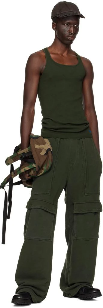GREG ROSS Khaki Raw Edge Tank Top 4