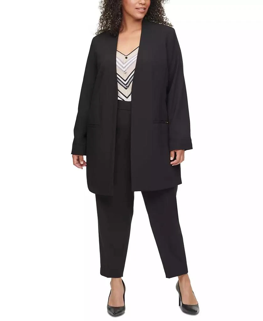 Calvin Klein Plus Size Collarless Open-Front Topper Jacket 2