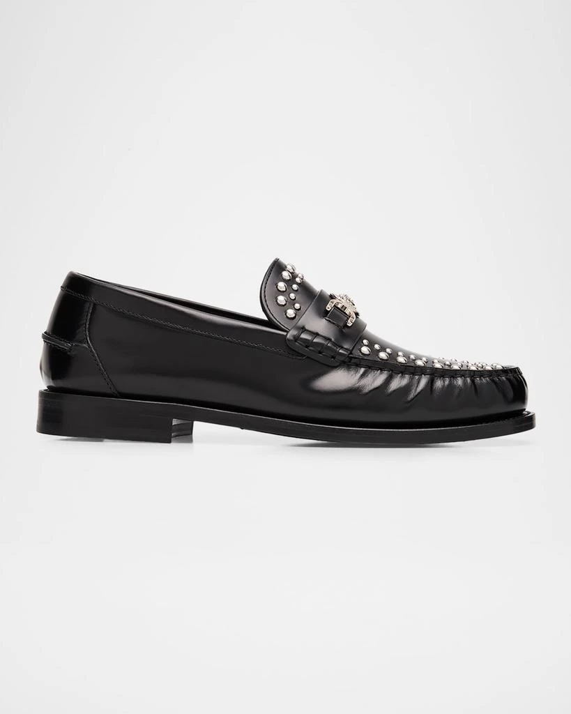 Versace Medusa Biggie Black Lizard Embossed Leather Loafers Mens Driving Shoes Shop Versace Driver Medusa Biggie Loafers on Sale at  main image 3
