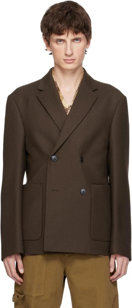 Dries Van Noten Brown Boxy Wool Blazer 1