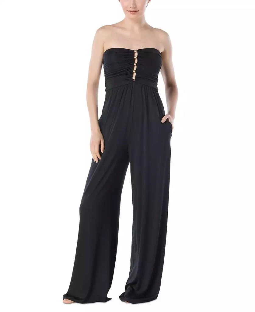 Carmen Marc Valvo Women
s Ruched Jumpsuit Swim Cover-Up 1