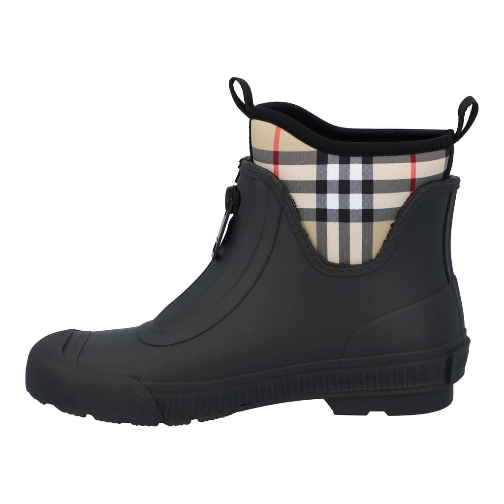 Burberry women check panel rain boots in black rubber 2