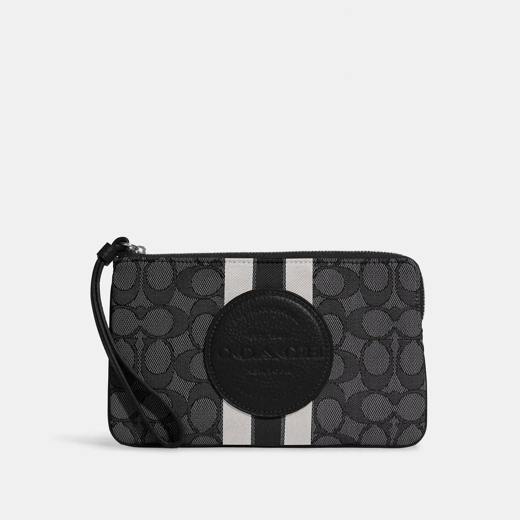 Coach Coach Outlet Dempsey Large Corner Zip Wristlet In Signature Jacquard With Stripe And Coach Patch 1