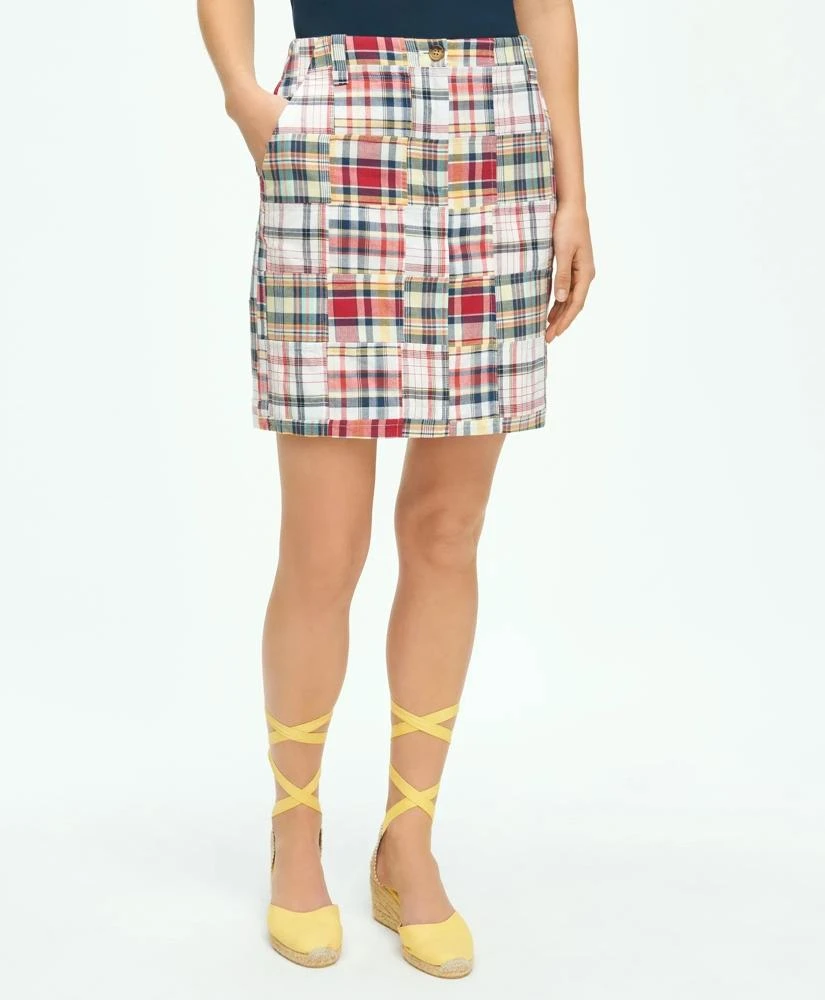 Brooks Brothers Madras Patchwork Pencil Skirt In Cotton 1